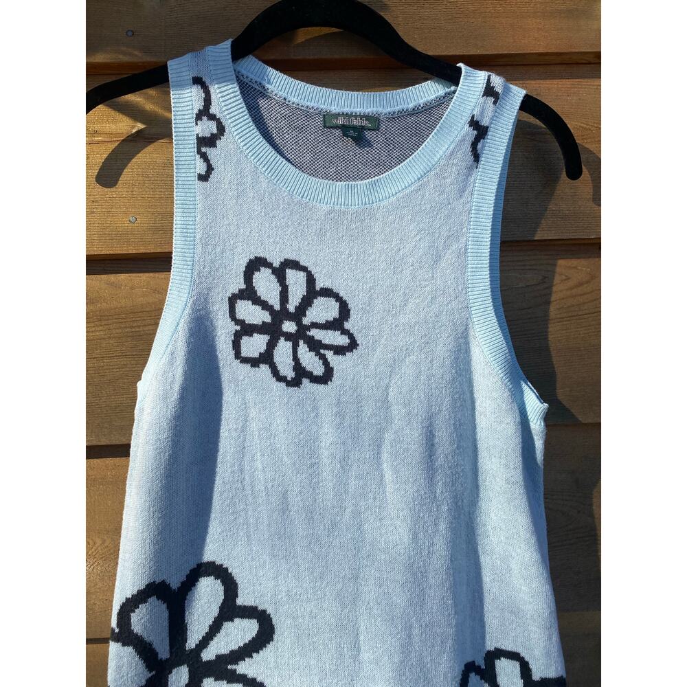 Wild Fable blue flower sleeveless knit sweater midi dress - Picture 3 of 6